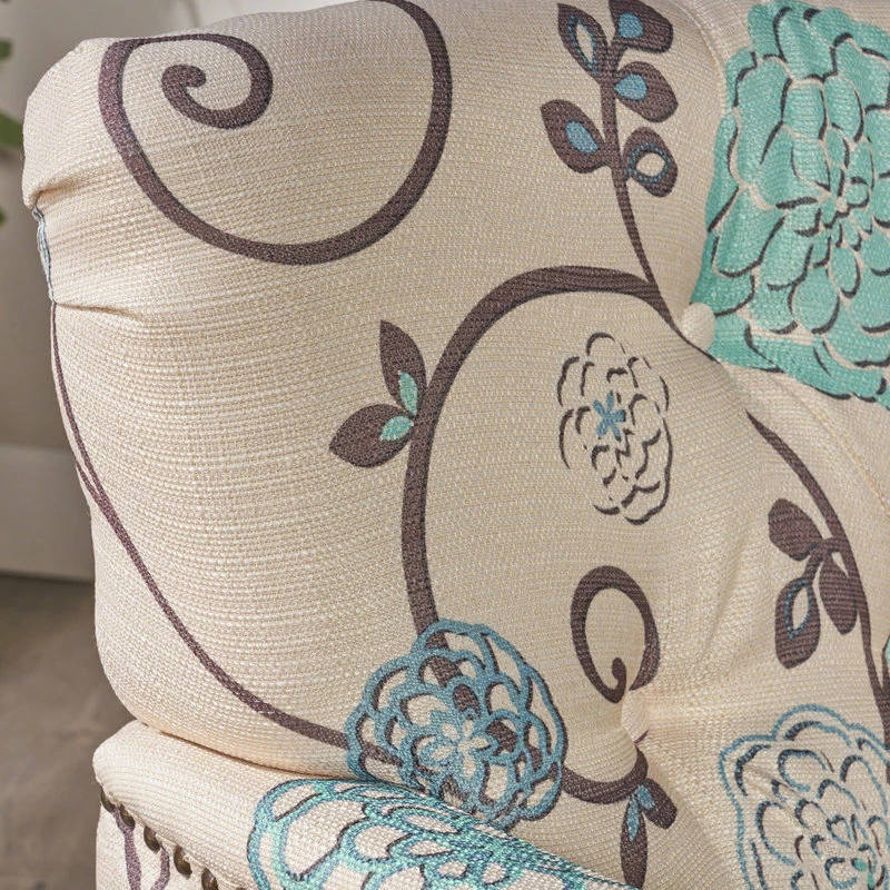 Hot Sale 😍 GDFStudio GDF Studio Madene Tufted Back Fabric/Microfiber Club Chair, Blue White ⭐ 6 Hot Sale 😍 GDFStudio GDF Studio Madene Tufted Back Fabric/Microfiber Club Chair, Blue White ⭐ - Image 6