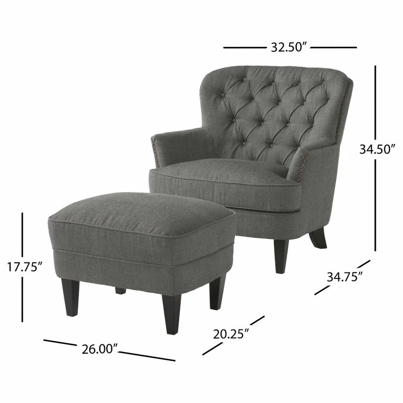 Promo 🤩 GDFStudio GDF Studio Teton Gray Fabric Club Chair And Ottoman 🥰 3 Promo 🤩 GDFStudio GDF Studio Teton Gray Fabric Club Chair And Ottoman 🥰 - Image 3