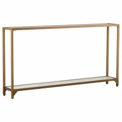 Flash Sale โจ SEI Furniture Dillon Narrow Metal Console, Gold With White Glass ๐
