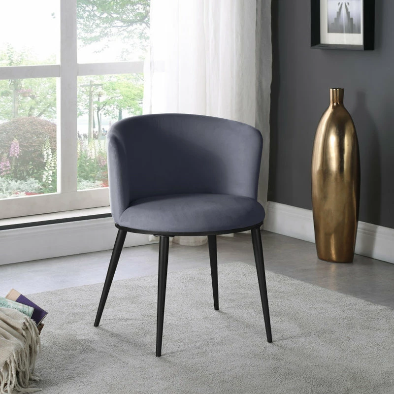 New ❤️ MOD The Almar Dining Chair, Gray And Matte Black, Velvet And Iron, Set Of 2 🔥 2 New ❤️ MOD The Almar Dining Chair, Gray And Matte Black, Velvet And Iron, Set Of 2 🔥 - Image 2