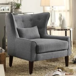 Budget 🛒 Rosevera Corporation Millett Wingback Chair, Gray 😉 -Living Room Furniture Shop 5511664c0bae2a24 5452 w800 h800 b0 p0
