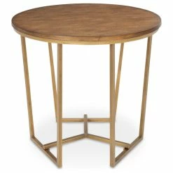 New 🛒 Uniek Solvay Wood And Metal Side Table, Walnut Brown 23.75x23.75x23.25 🤩 -Living Room Furniture Shop 564117570c6b24b4 9213 w800 h800 b1 p0