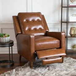 Cheap ⌛ Abbyson Living Hammond Mid-Century Leather Pushback Recliner, Camel 🎉 -Living Room Furniture Shop 569127aa0fad9aae 3238 w800 h800 b0 p0