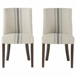 Budget 👍 GDFStudio GDF Studio Rydel Fabric Dining Chairs, Set Of 2, Blue Stripe 🔔