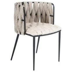 Best Pirce 🤩 MOD The Eterno Dining Chair, Off White And Black, Fabric And Faux Leather 🔥