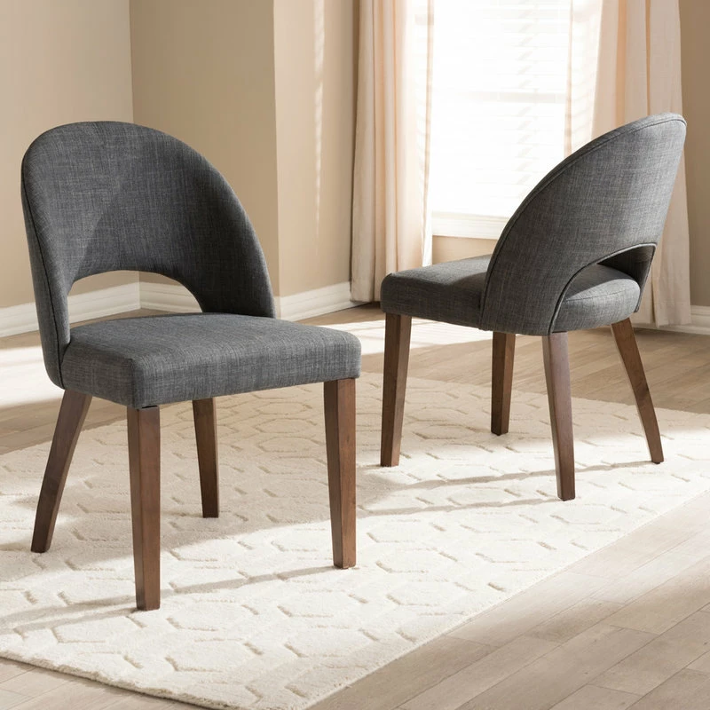 New ⌛ Baxton Studio Wesley Walnut Finished Wood Dining Chair, Set Of 2, Dark Gray ⌛ 5 New ⌛ Baxton Studio Wesley Walnut Finished Wood Dining Chair, Set Of 2, Dark Gray ⌛ - Image 5
