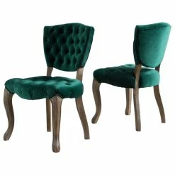 Wholesale 👍 GDFStudio GDF Studio Elizabeth Tufted New Velvet Fabric Dining Chairs, Set Of 2, Dark Gree 🥰