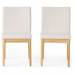 Brand new 🎁 GDFStudio Oceanna Mid Century Modern Dining Chairs, Set Of 2, Light Beige/Oak, Fabric 🔥
