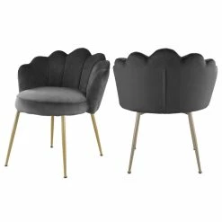 Outlet 😍 MOD The Perla Dining Chair, Gray, Velvet, Set Of 2 💯