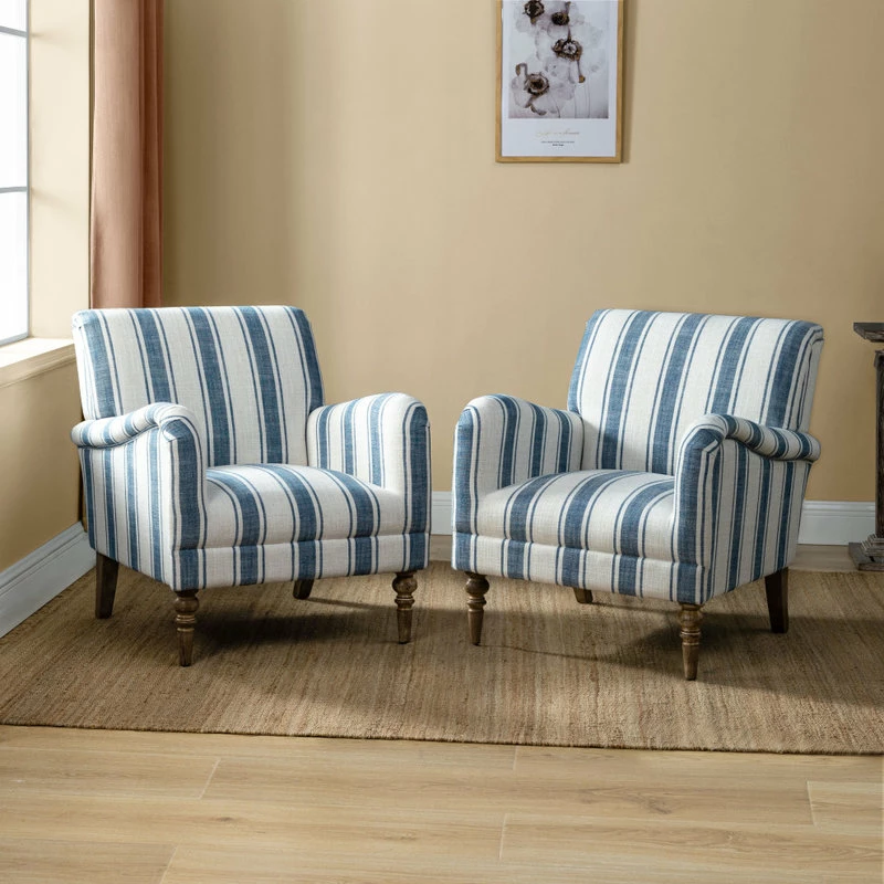 Promo 😉 Karat Home Stripe Armchair Set Of 2, Navy ✨ 2 Promo 😉 Karat Home Stripe Armchair Set Of 2, Navy ✨ - Image 2
