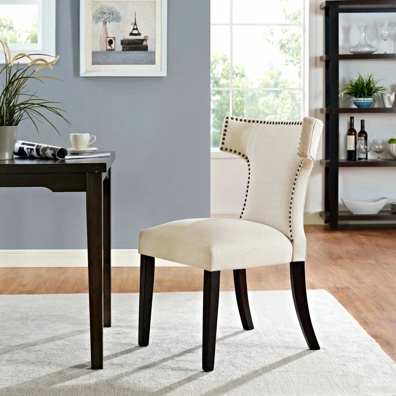Best Sale ๐งจ LexMod Curve Upholstered Fabric Dining Chair, Beige โ๏ธ 5 Best Sale ๐งจ LexMod Curve Upholstered Fabric Dining Chair, Beige โ๏ธ - Image 5