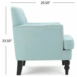Flash Sale ✨ GDFStudio GDF Studio Madene Tufted Back Fabric/Microfiber Club Chair, Light Blue ❤️ -Living Room Furniture Shop 628176eb01b1be09 0713 w800 h800 b1 p0