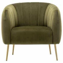 Promo 😀 ELuxury Channel Decorative Accent Chair With Metal Legs, Green ⭐
