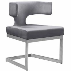 Promo ๐ MOD The Eve Dining Chair, Gray And Chrome, Velvet And Metal ๐ฅ
