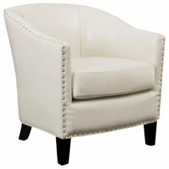 Cheapest 🎉 GDFStudio GDF Studio Carlton Tub Design Club Chair With Nailheads Accents, Ivory Leather 🤩
