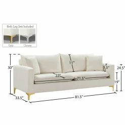 Top 10 🎁 Meridian Furniture Naomi Velvet Sofa, Gold And Chrome Leg Set, Cream ⌛ -Living Room Furniture Shop 6ba1f07902740f54 6417 w800 h800 b1 p0
