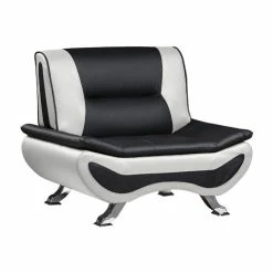 New ๐ Domain Industries Inc. Lexicon Veloce Faux Leather Accent Chair In Black And White โ๏ธ