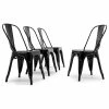 Promo 🔥 Belleze Trattoria Dining Chair, Metal, Stackable, Set Of 4, Black 🔥