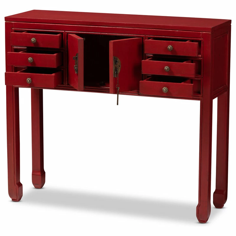 Best Pirce ๐ Baxton Studio Melodie Red Wood Bronze Accents 6-Drawer Console Table ๐ฅฐ 3 Best Pirce ๐ Baxton Studio Melodie Red Wood Bronze Accents 6-Drawer Console Table ๐ฅฐ - Image 3