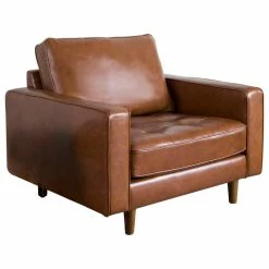 Budget 🛒 Abbyson Living Hammond Mid-Century Top Grain Leather Armchair, Camel 👏
