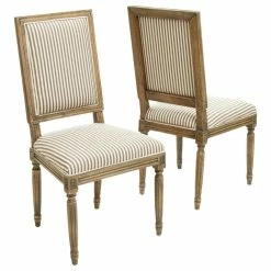 New ๐ GDFStudio GDF Studio Martin Weathered Stripe Dining Chairs, Dark Coffee, Set Of 2 ๐งจ