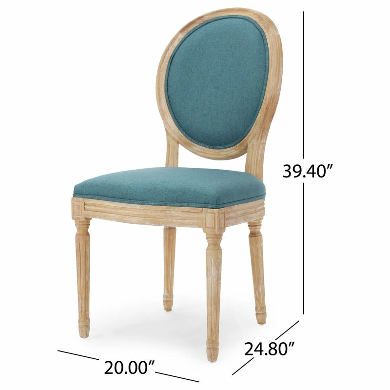Deals ๐งจ GDFStudio GDF Studio Phinnaeus French Country Fabric Dining Chairs (Set Of 2), Dark Teal โญ 3 Deals ๐งจ GDFStudio GDF Studio Phinnaeus French Country Fabric Dining Chairs (Set Of 2), Dark Teal โญ - Image 3