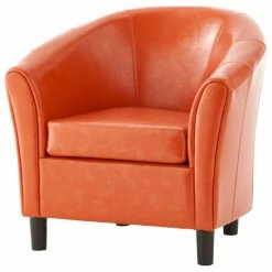 Buy 🛒 GDFStudio GDF Studio Newport Leather Club Chair, Orange 🔥