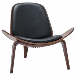 Discount 💯 Belleze Tripod Plywood Lounge Chair Faux Leather, Black ❤️