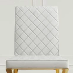 Best Sale ✨ HOMARY Modern Upholstered White PU Leather Dining Chair Set Of 2 Stainless Steel Gold ⌛ -Living Room Furniture Shop 7951510a0396e302 3136 w800 h800 b0 p0