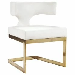 Brand new 😀 MOD The Eve Dining Chair, White And Gold, Faux Leather And Metal 🔥