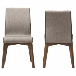 Best Sale 🎉 Baxton Studio Kimberly Beige And Brown Fabric Dining Chair, Set Of 2 🧨