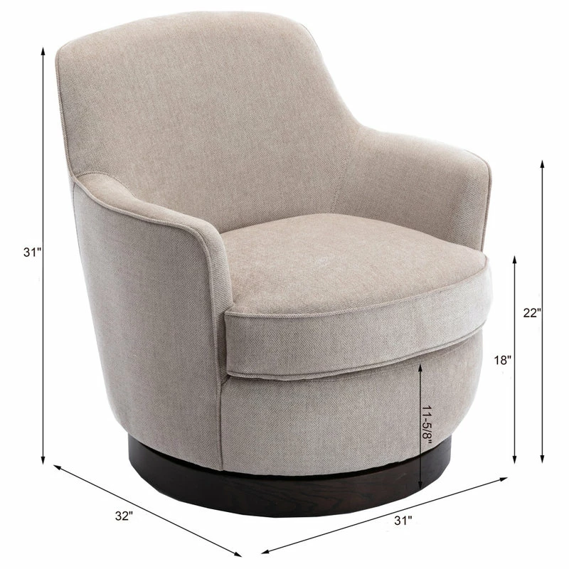 Flash Sale 🛒 Comfort Pointe Reese Oatmeal Wood Base Swivel Chair 🎁 8 Flash Sale 🛒 Comfort Pointe Reese Oatmeal Wood Base Swivel Chair 🎁 - Image 8