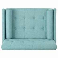 Hot Sale ✨ GDFStudio Nour Fabric Mid-Century Modern Club Chair, Blue/Dark Walnut 🛒 -Living Room Furniture Shop 7dd1e82601e12a0b 6568 w800 h800 b1 p0