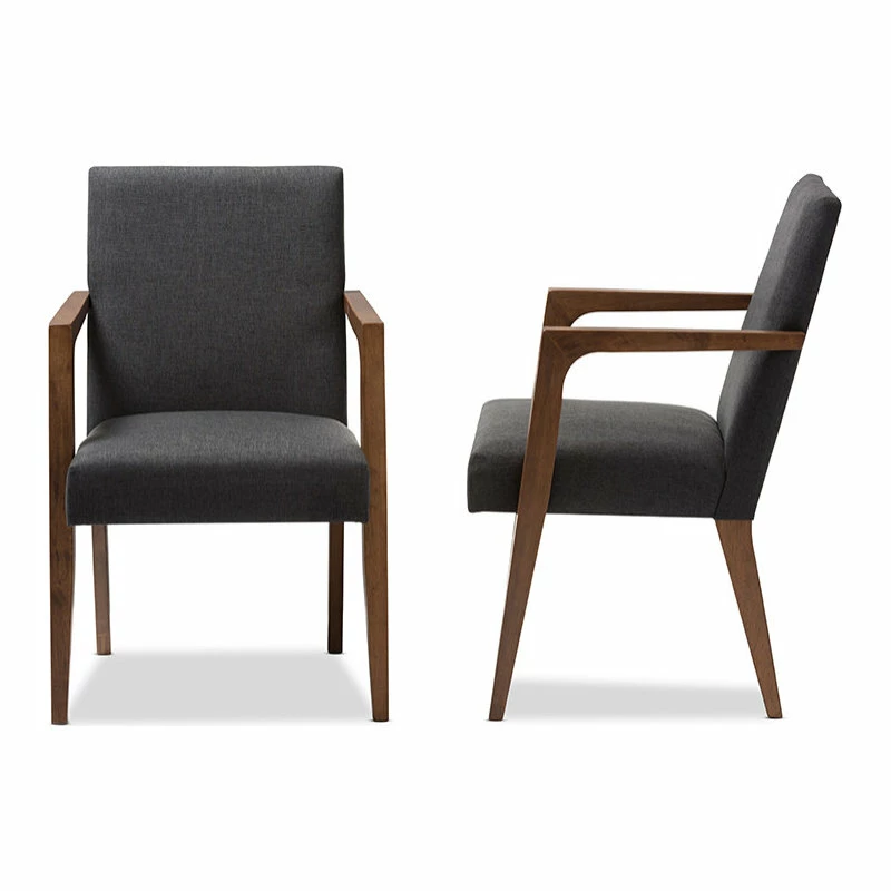 Best deal 👍 Baxton Studio Andrea Mid-Century Modern Dark Gray Upholstered Wooden Armchair, Set Of 2 🥰 5 Best deal 👍 Baxton Studio Andrea Mid-Century Modern Dark Gray Upholstered Wooden Armchair, Set Of 2 🥰 - Image 5