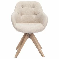 Deals 😉 KINWELL Swivel Desk Chair No Wheels Upholstered Dining Chair Armchair, Beige 👍
