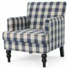 Coupon 🥰 GDFStudio GDF Studio Eve Tufted Fabric Club Chair, Blue Checkerboard/Dark Brown ✔️