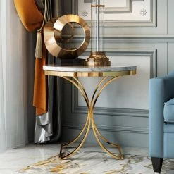 Discount 👍 Homary Modern Round Black Faux Marble Side Table X-Base End Table In Gold, White ✨ -Living Room Furniture Shop 841177ca0ec7b28b 0886 w800 h800 b0 p0