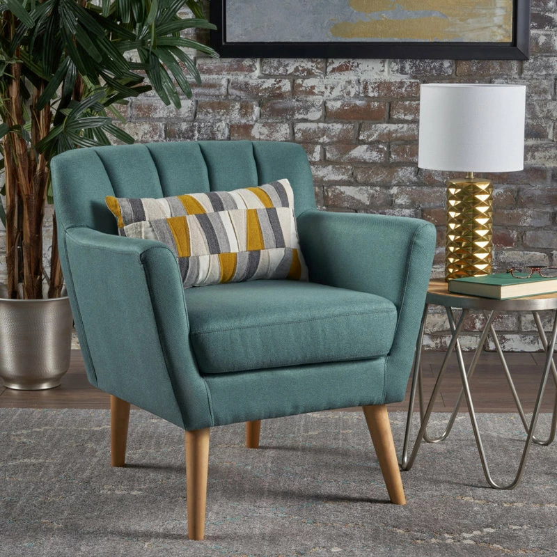 Brand new 🥰 GDFStudio GDF Studio Madelyn Mid Century Modern Fabric Club Chair, Dark Teal 😉 2 Brand new 🥰 GDFStudio GDF Studio Madelyn Mid Century Modern Fabric Club Chair, Dark Teal 😉 - Image 2