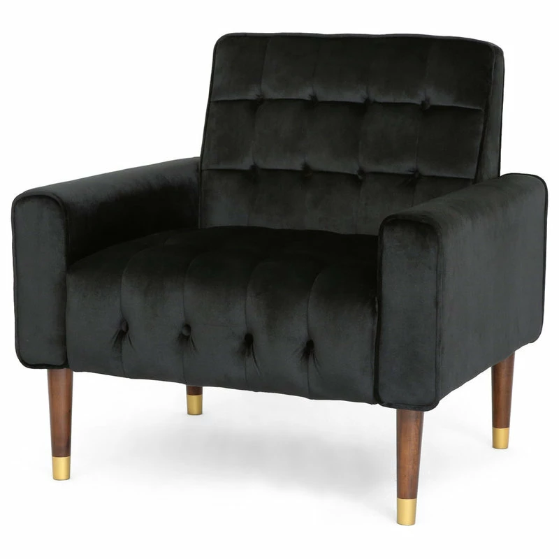 Flash Sale 🔥 GDFStudio GDF Studio Betsy Modern Button-Tufted Waffle Stitching Velvet Armchair, Black 😉 1 Flash Sale 🔥 GDFStudio GDF Studio Betsy Modern Button-Tufted Waffle Stitching Velvet Armchair, Black 😉