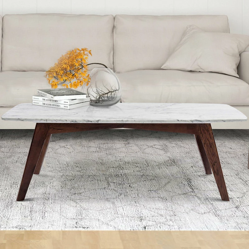 Promo ๐ The Bianco Collection Faura 18"x43.5" Rectangular Italian Carrara White Marble Table With Walnut Legs ๐ 2 Promo ๐ The Bianco Collection Faura 18"x43.5" Rectangular Italian Carrara White Marble Table With Walnut Legs ๐ - Image 2