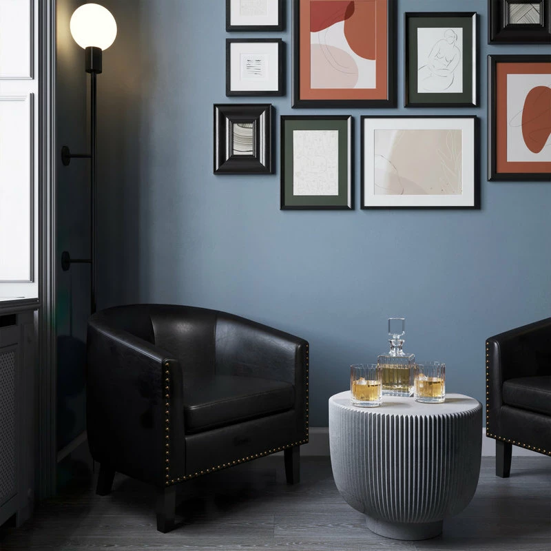 Hot Sale ⭐ Belleze Tub Barrel Accent Chair Faux Leather, Black 🔥 3 Hot Sale ⭐ Belleze Tub Barrel Accent Chair Faux Leather, Black 🔥 - Image 3