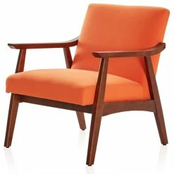 Budget 🎁 Belleze Accent Chair Living Room Upholstered Armchair, Orange 😉
