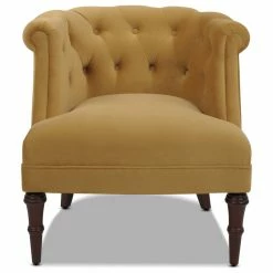 Hot Sale 🔔 Jennifer Taylor Home Katherine Tufted Accent Chair, Mustard Gold Velvet 😀