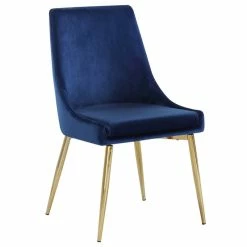 Flash Sale 😉 Meridian Furniture Karina Velvet Dining Chairs, Set Of 2, Navy, Gold Base 🧨 -Living Room Furniture Shop 8a412944027411e4 3395 w800 h800 b1 p0