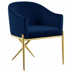 Outlet ⌛ MOD The Parker Dining Chair, Velvet, Navy, Gold Legs ❤️