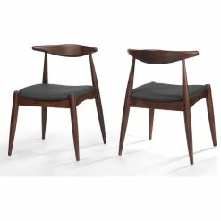 Flash Sale 👍 GDFStudio GDF Studio Sandra Mid Century Modern Dining Chairs, Set Of 2, Charcoal/Walnut ✔️