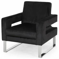 Outlet 🤩 GDFStudio Kerman Modern Glam Velvet Club Chair, Black/Silver 😍 -Living Room Furniture Shop 8c1162890f906aa8 7765 w800 h800 b1 p0