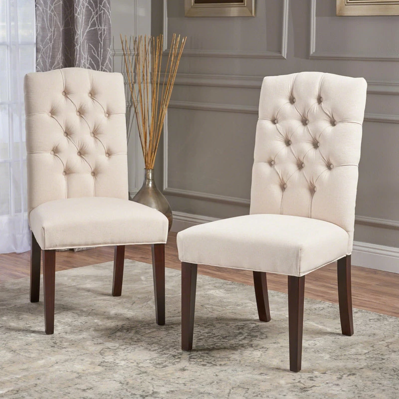 Best Pirce 🤩 GDFStudio GDF Studio Clark Indoor Tufted Fabric Dining Chairs, Set Of 2, Natural Linen 🎉 2 Best Pirce 🤩 GDFStudio GDF Studio Clark Indoor Tufted Fabric Dining Chairs, Set Of 2, Natural Linen 🎉 - Image 2