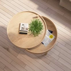Cheap 🎁 Homary Modern Round Wood Rotating Tray Coffee Table With Storage, Natural ✔️ -Living Room Furniture Shop 8fa1202a02a9a598 0919 w800 h800 b0 p0