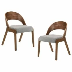 Promo ⌛ Vig Furniture Inc. Modrest Runyon Modern Walnut And Gray Fabric Dining Chair, Set Of 2 👍